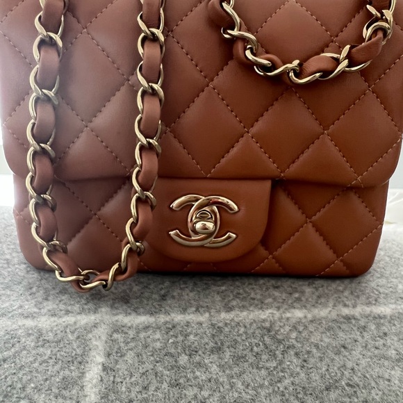 SOLD!!! CHANEL CARAMEL MINI SQUARE CLASSIC FLAP. - Picture 8 of 10